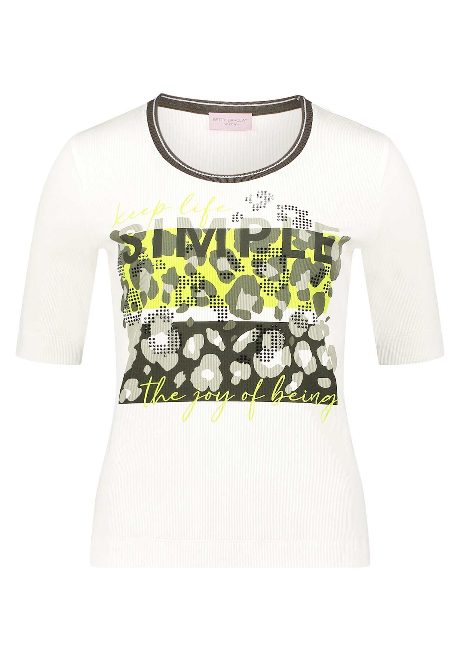 Betty Barclay Basic Shirt Mit Rippenstruktur, Weiß, 42