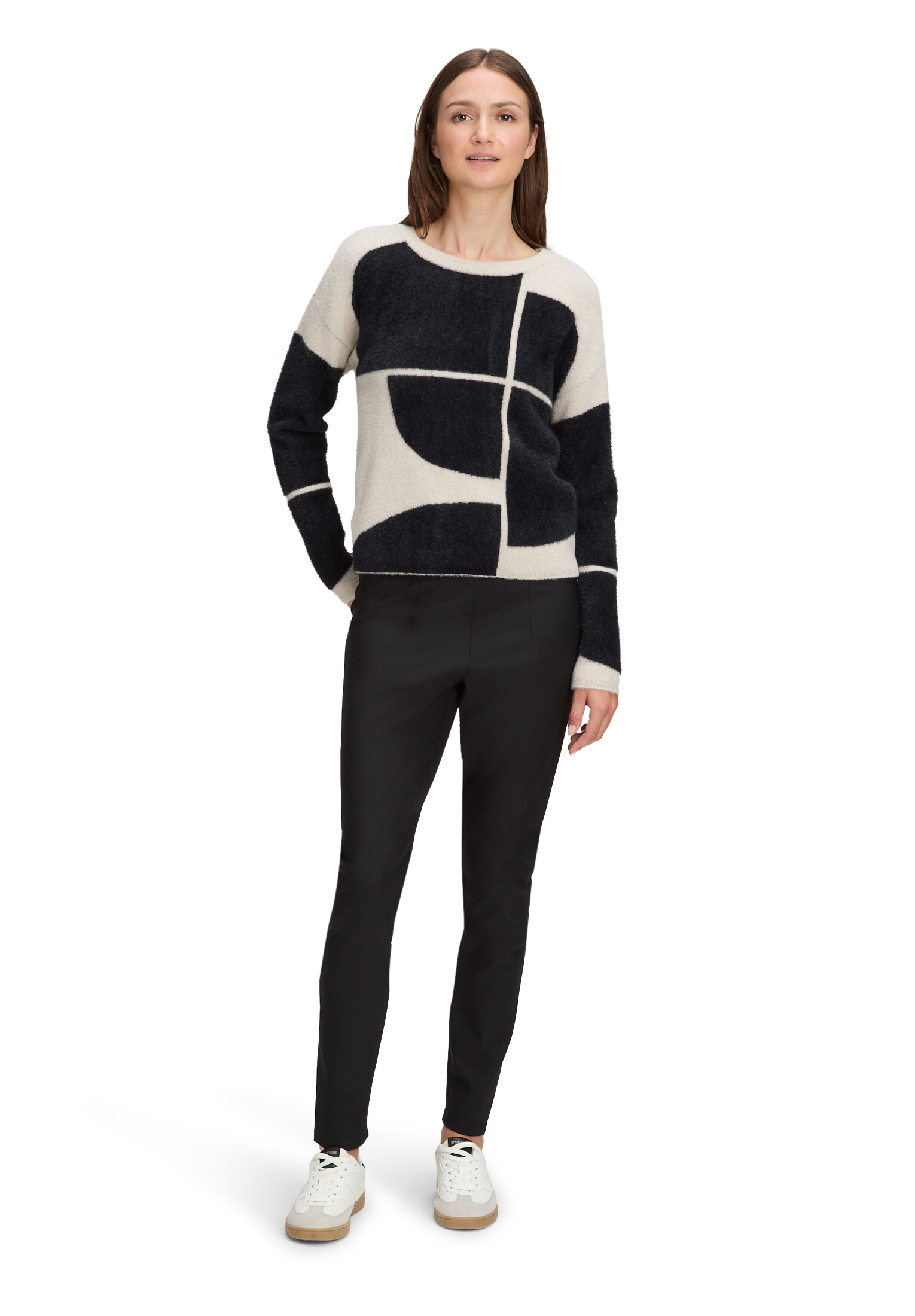 Betty & Co Strickpullover Mit Jacquard, Schwarz, 36