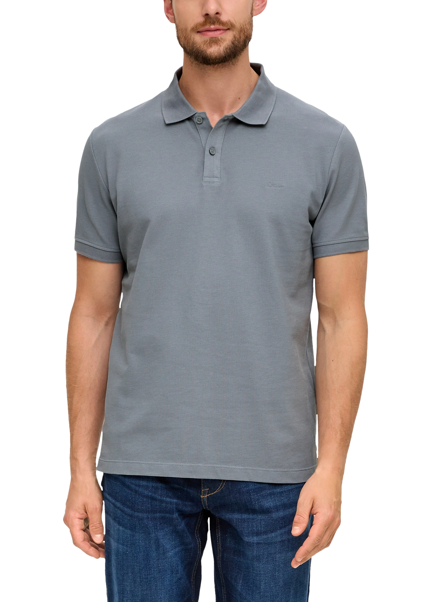 S.Oliver Poloshirt, 1/2 Arm,, Logo-Stickerei, FüR Herren, Grau, S