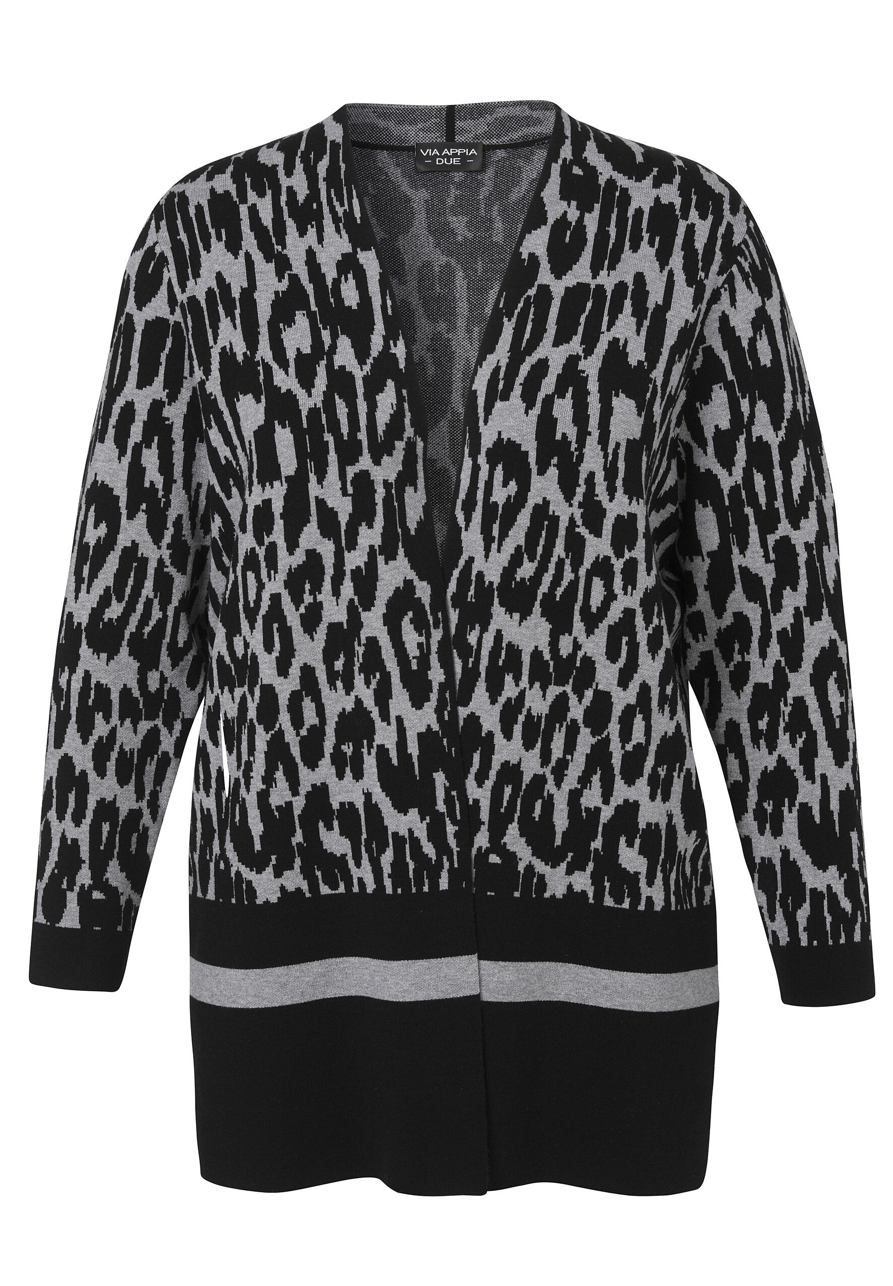 VIA Appia -Due- Jacke It Leo-Muster, GroßE GrößEn, Grau, 54