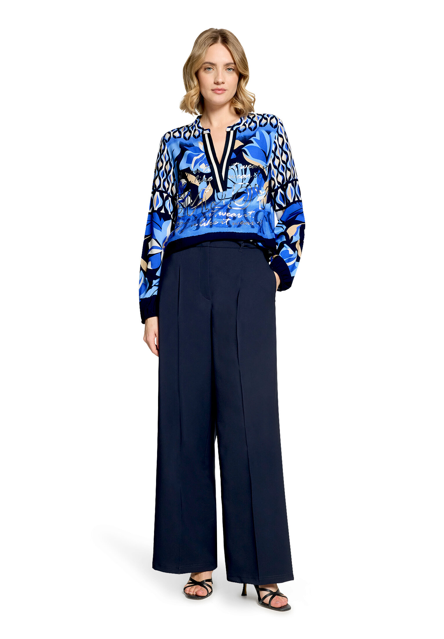 Betty Barclay Longbluse Mit Stehkragen, Blau, 40