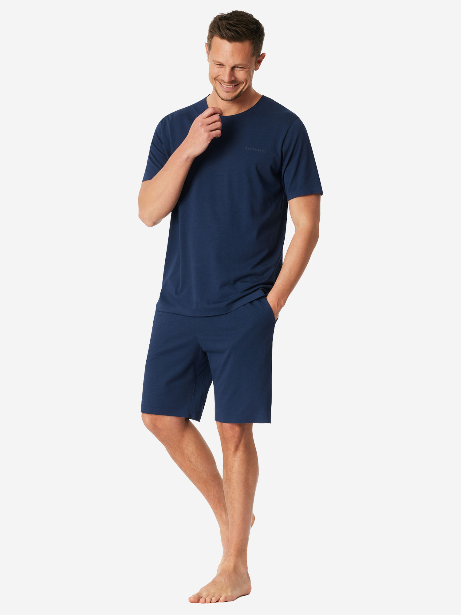 Schiesser 183633 Schlafanzug Kurz, 801 Admiral, 52, Blau, 52