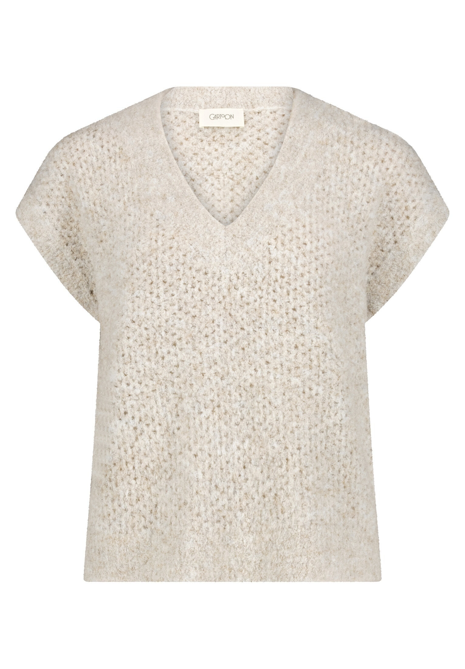 Cartoon Strickpullunder, V-Ausschnitt, FüR Damen, Beige, 44