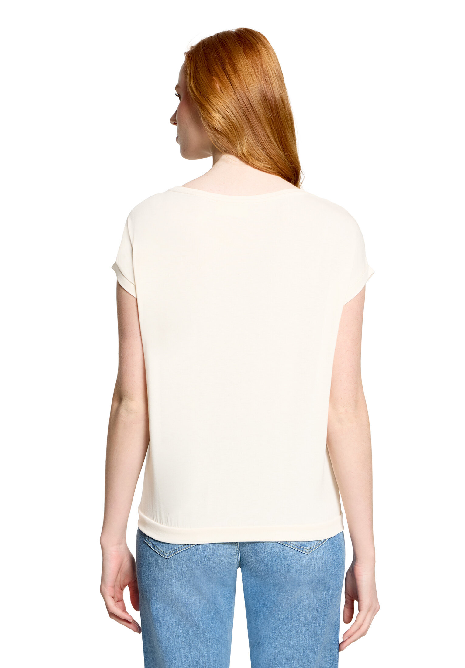 Cartoon Casual-Shirt Mit RippbüNdchen, Weiß, 40