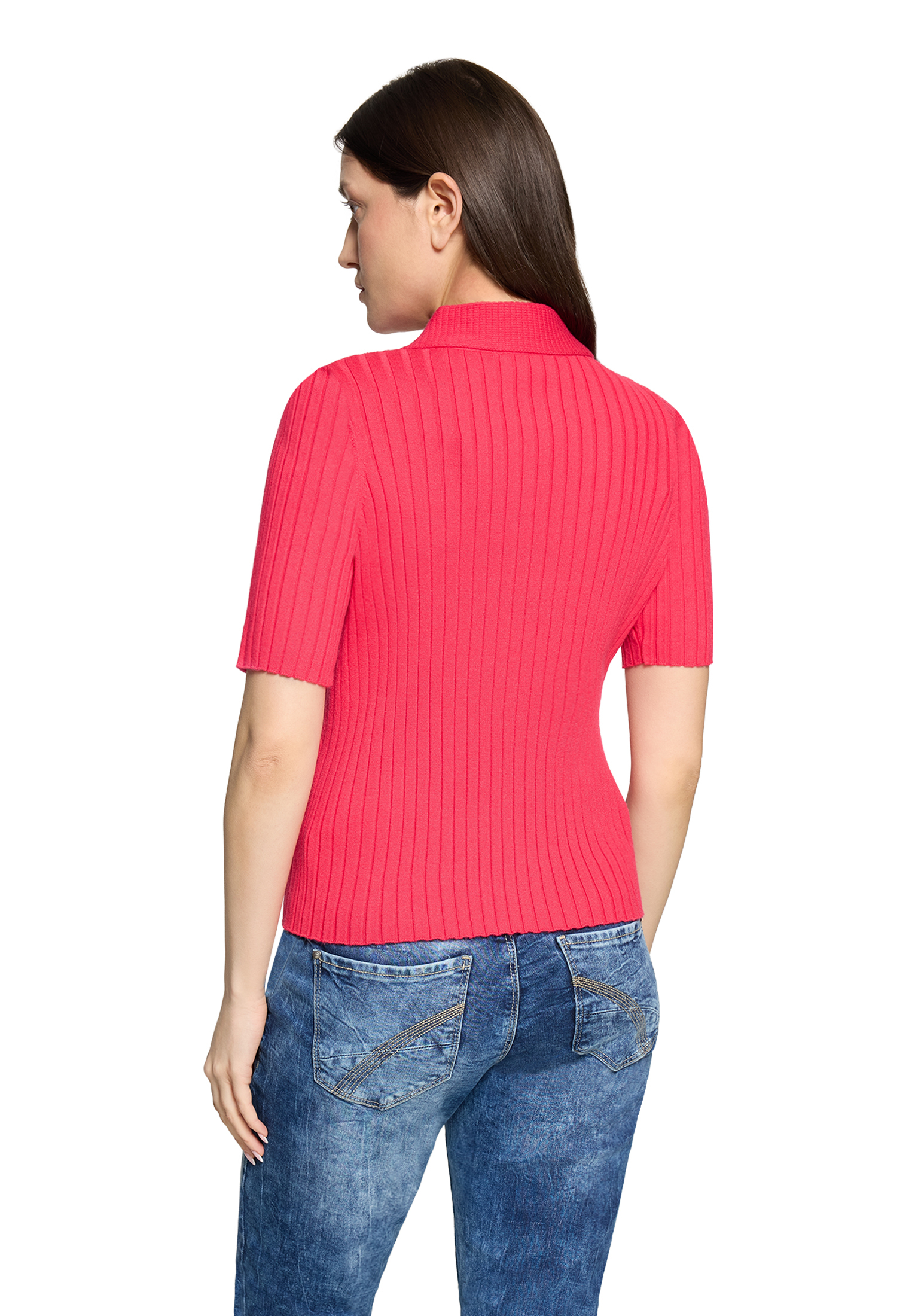 Cartoon Strickpullover Mit Kragen, Pink, 38