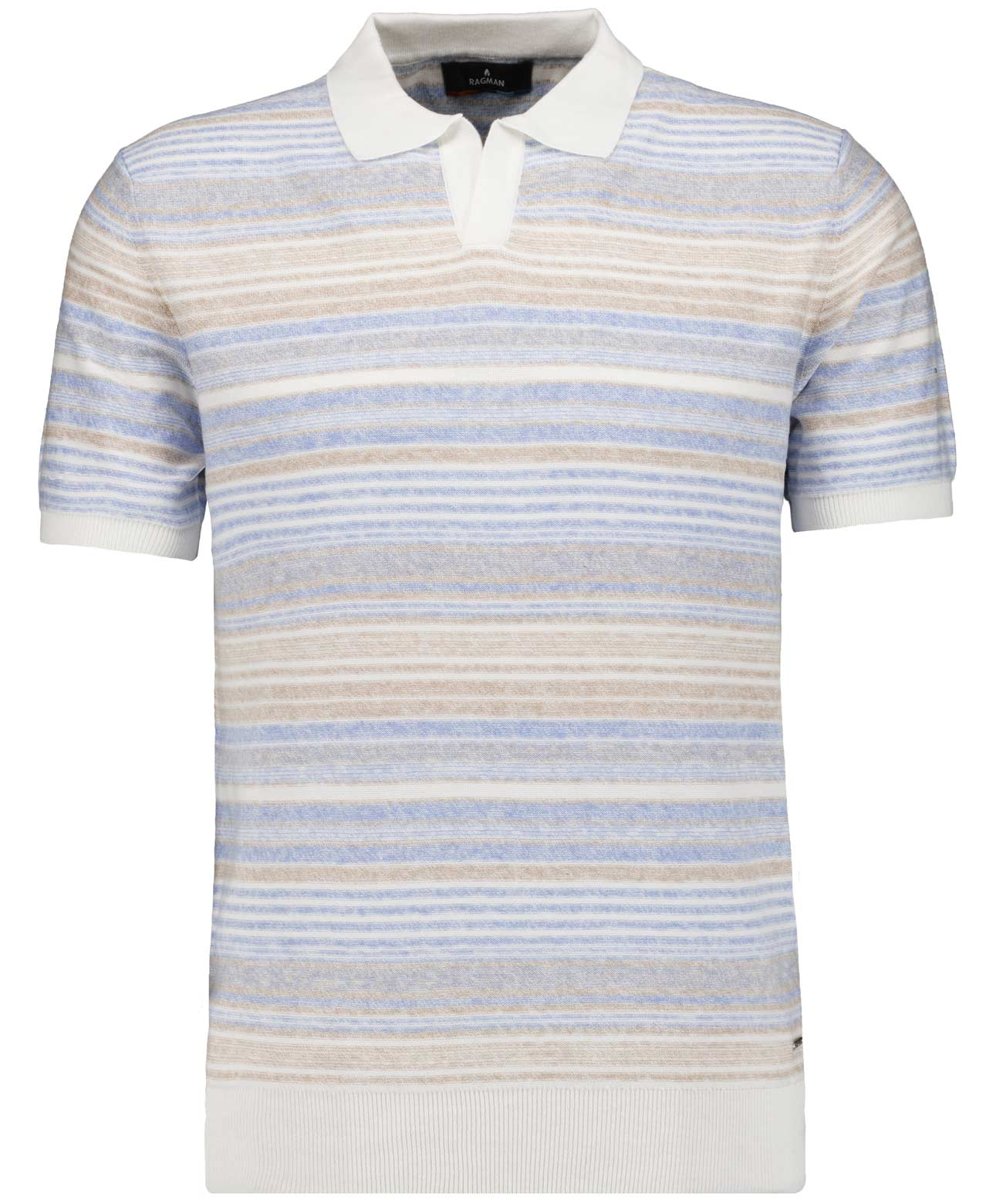 Ragman Strickpullover, Polokragen, FüR Herren, Blau|Beige, Xxl