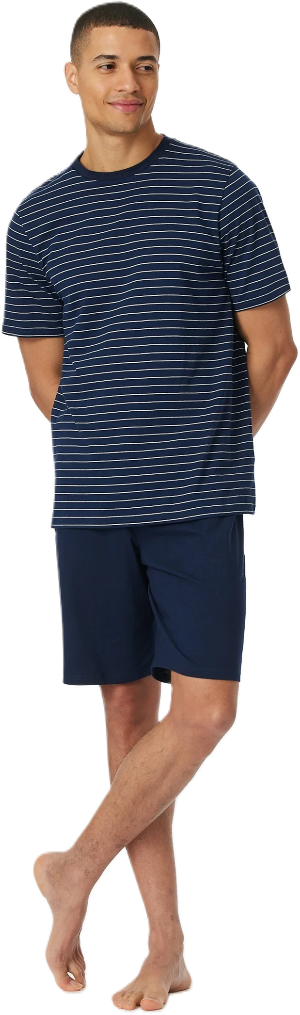 Schiesser Casual Essentials Shorty, Baumwolle, Gummibund, FüR Herren, Blau, 56