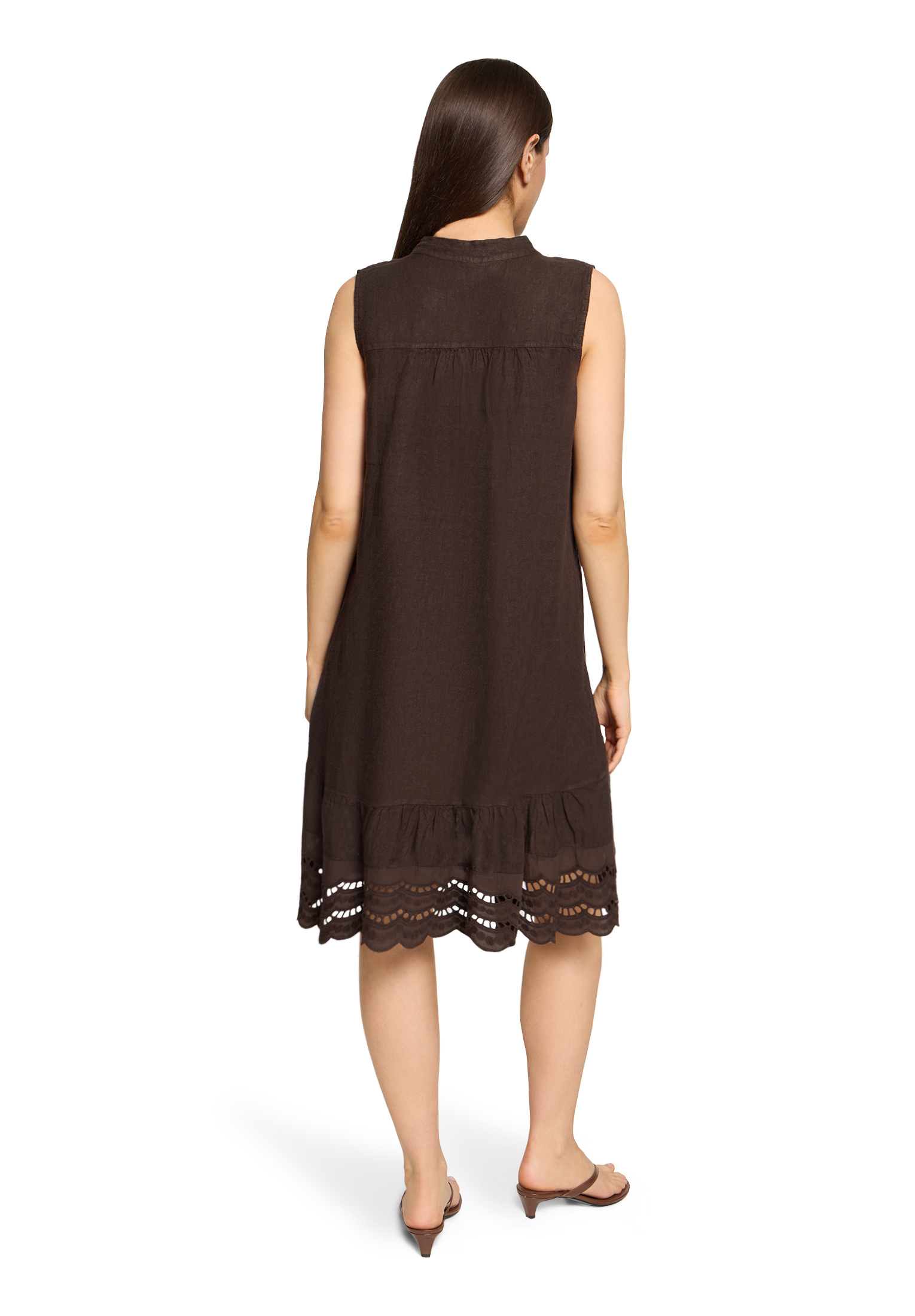 Cartoon Leinen-Blusenkleid, Stickerei, FüR Damen, Braun, 46