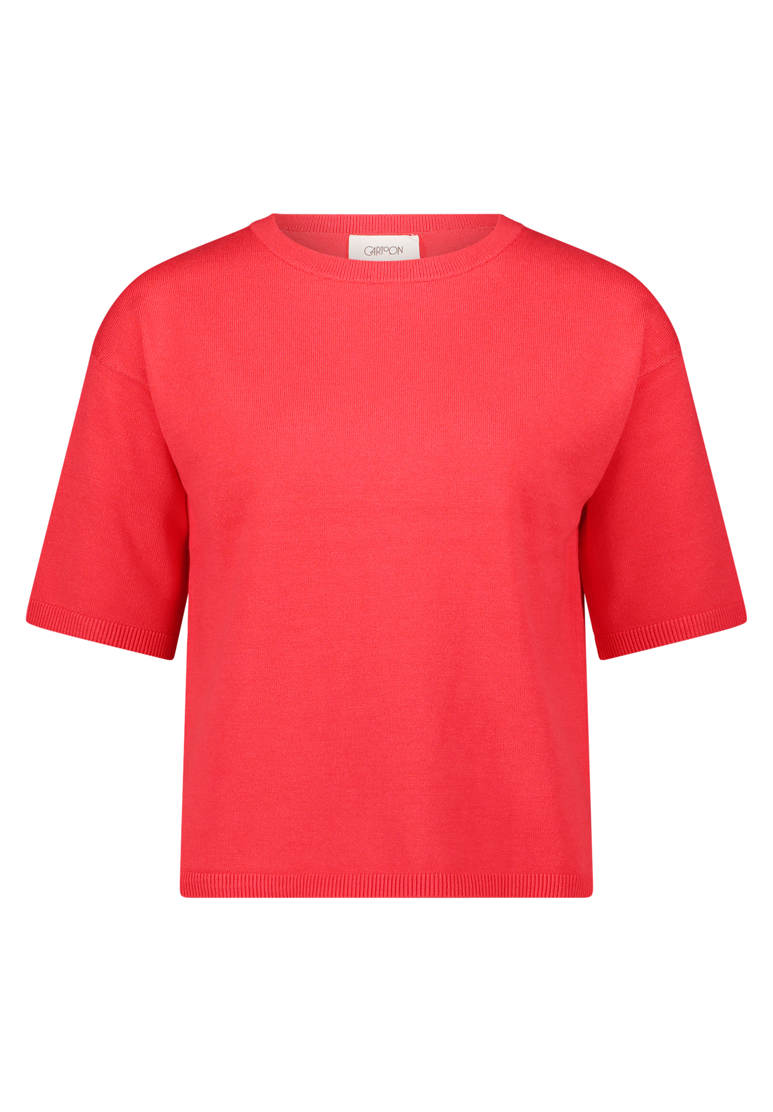 Cartoon Strickpullover Mit Rundhalsausschnitt, Rot, 40
