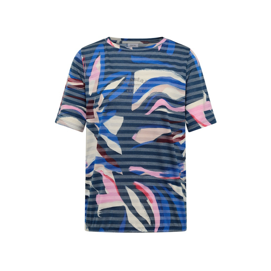 Cecil T-Shirt, U-Boot-Ausschnitt, FüR Damen, Blau, L