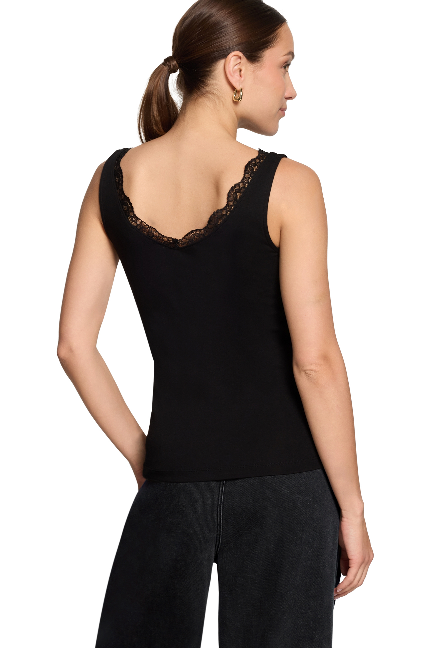 Zero Top, Spitze, FüR Damen, Schwarz, 38