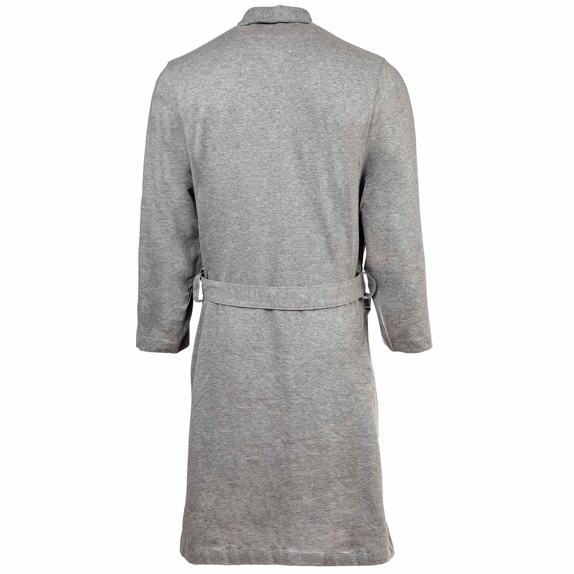 Boss Herren Bademantel - Robe, Morgenmantel, Baumwolle, Logo, Grau, L