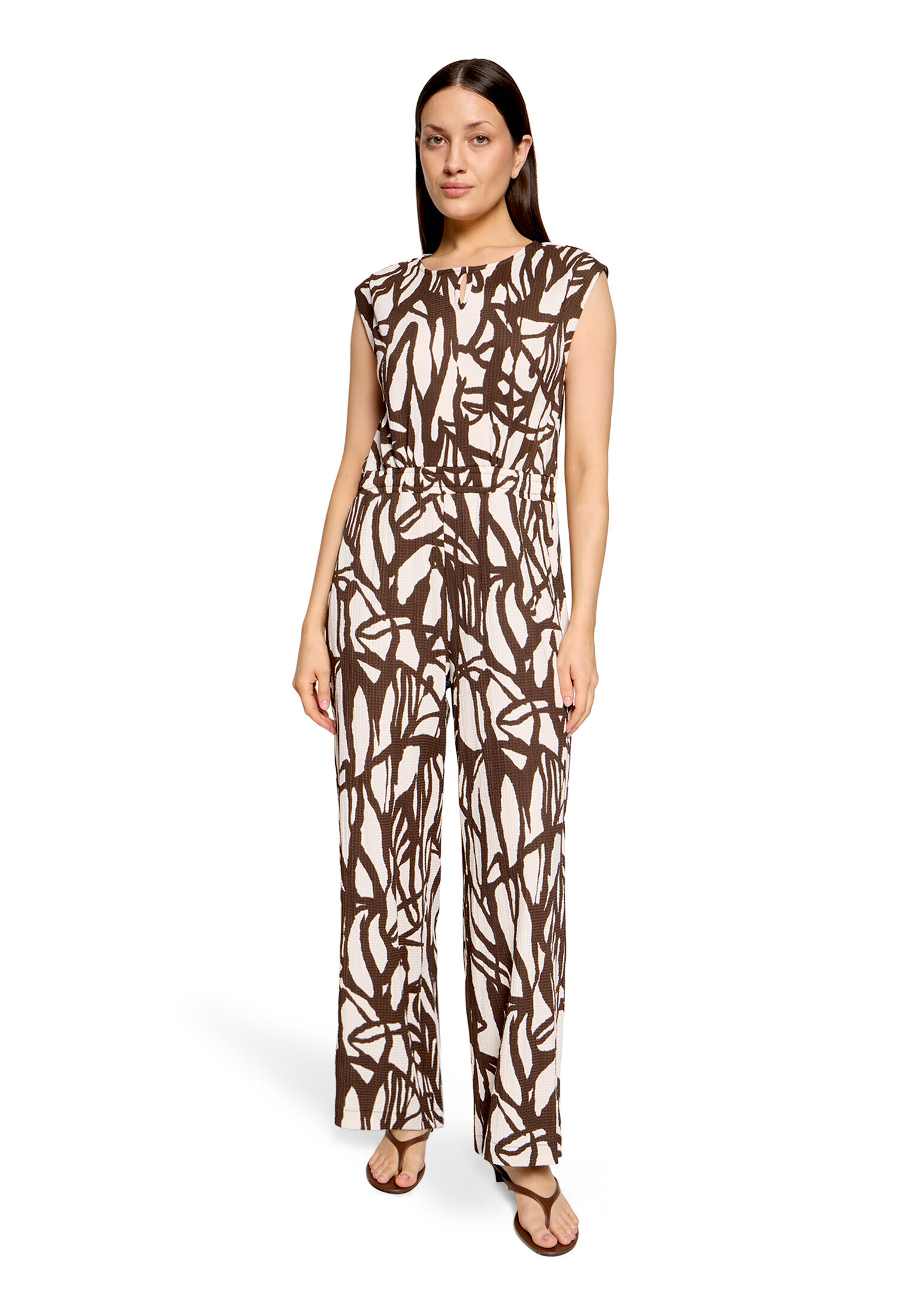 Cartoon Jumpsuit, äRmellos, FüR Damen, Beige|Braun, 36