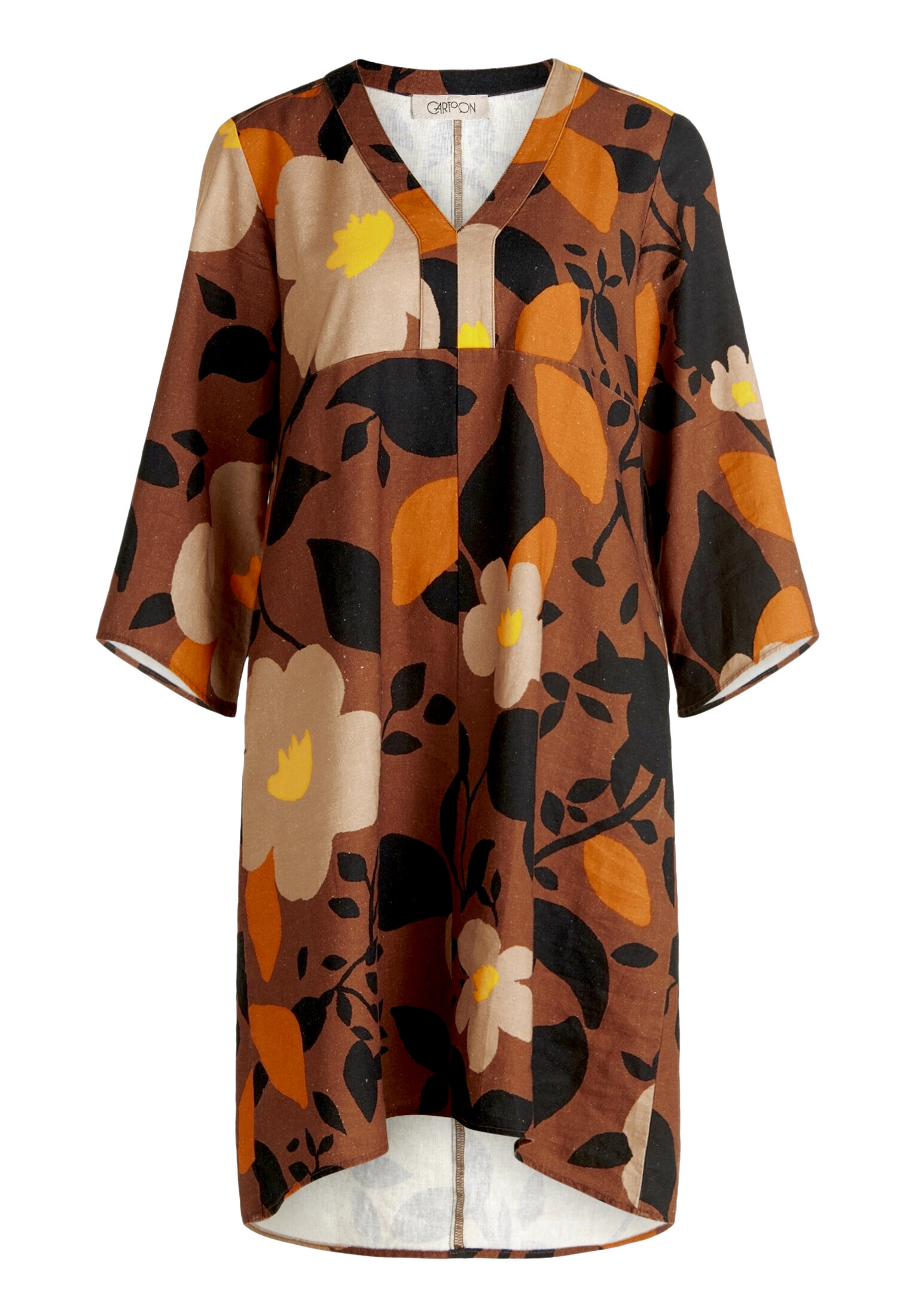 Cartoon Sommerkleid, V-Ausschnitt, FüR Damen, Braun, 44