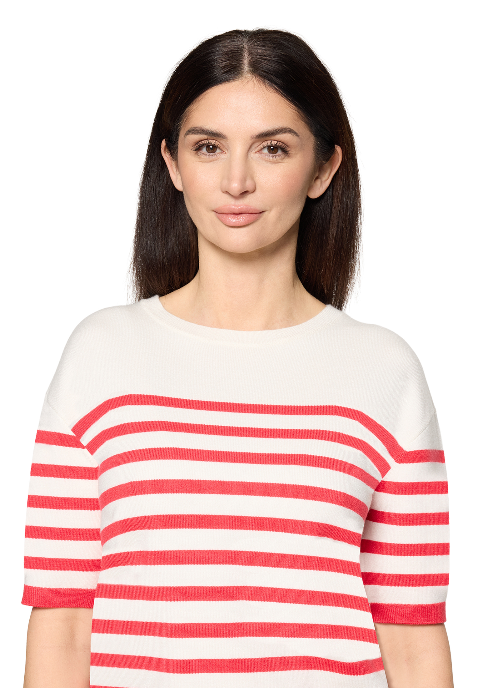 Cartoon Strickpullover Mit Rundhalsausschnitt, Weiß, 44