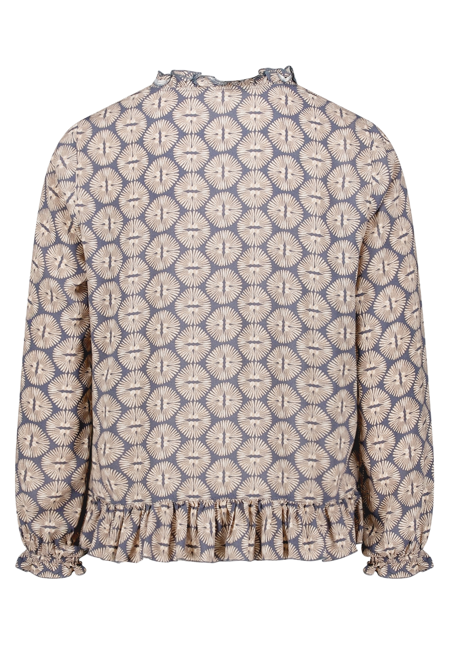 Cartoon Bluse, RüSchen, FüR Damen, Blau|Beige, 44