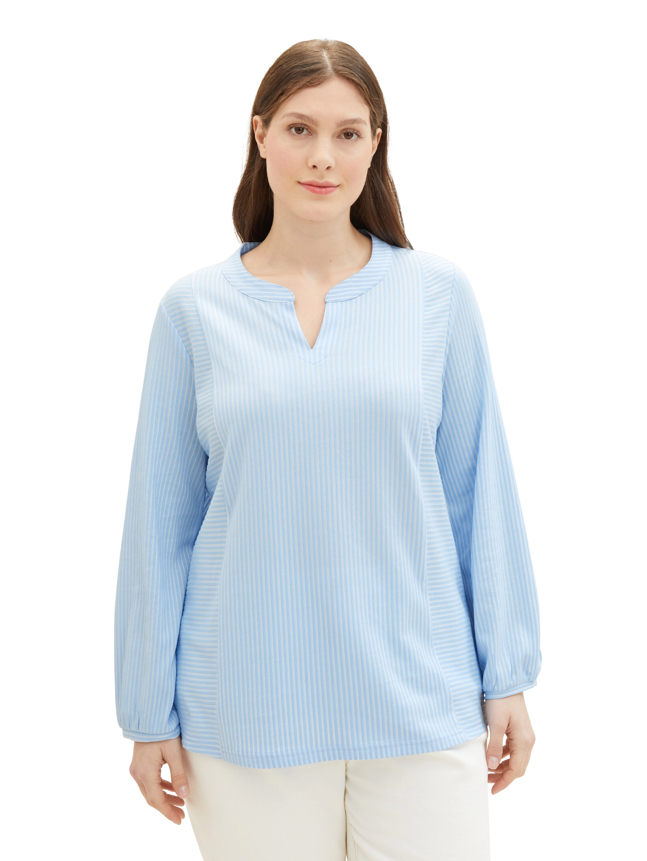 Tom Tailor Plus Blusenshirt, Split-Neck, Regular-Fit, FüR Damen, Blau, 54