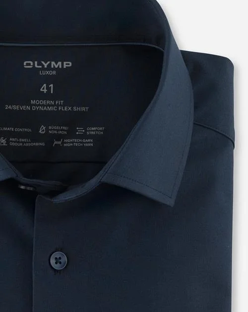 Olymp Luxor Businesshemd, Modern Fit, Langarm, Kent-Kragen, FüR Herren, Blau, 41