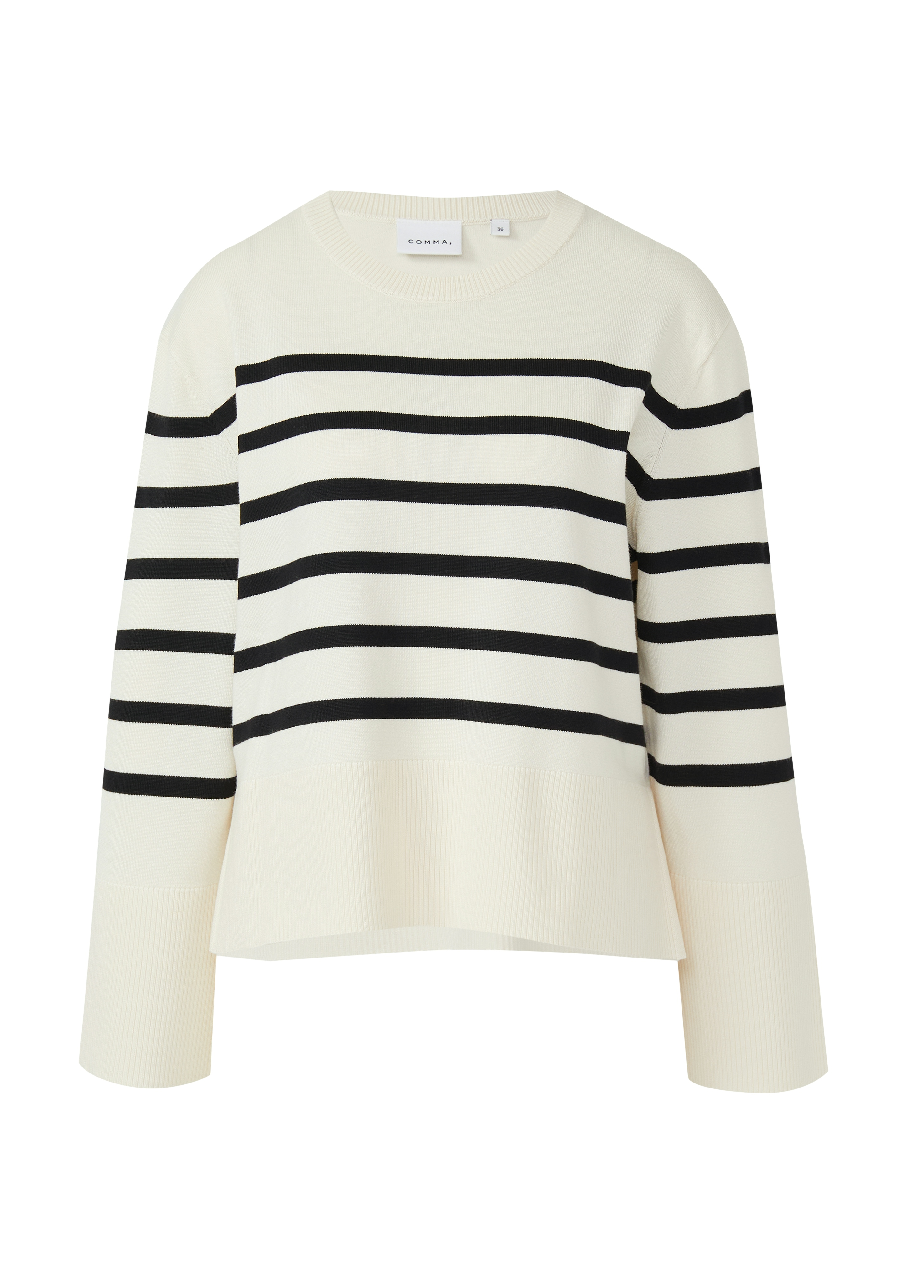 Comma, Strickpullover, Rippblende, FüR Damen, Beige|Schwarz, 40