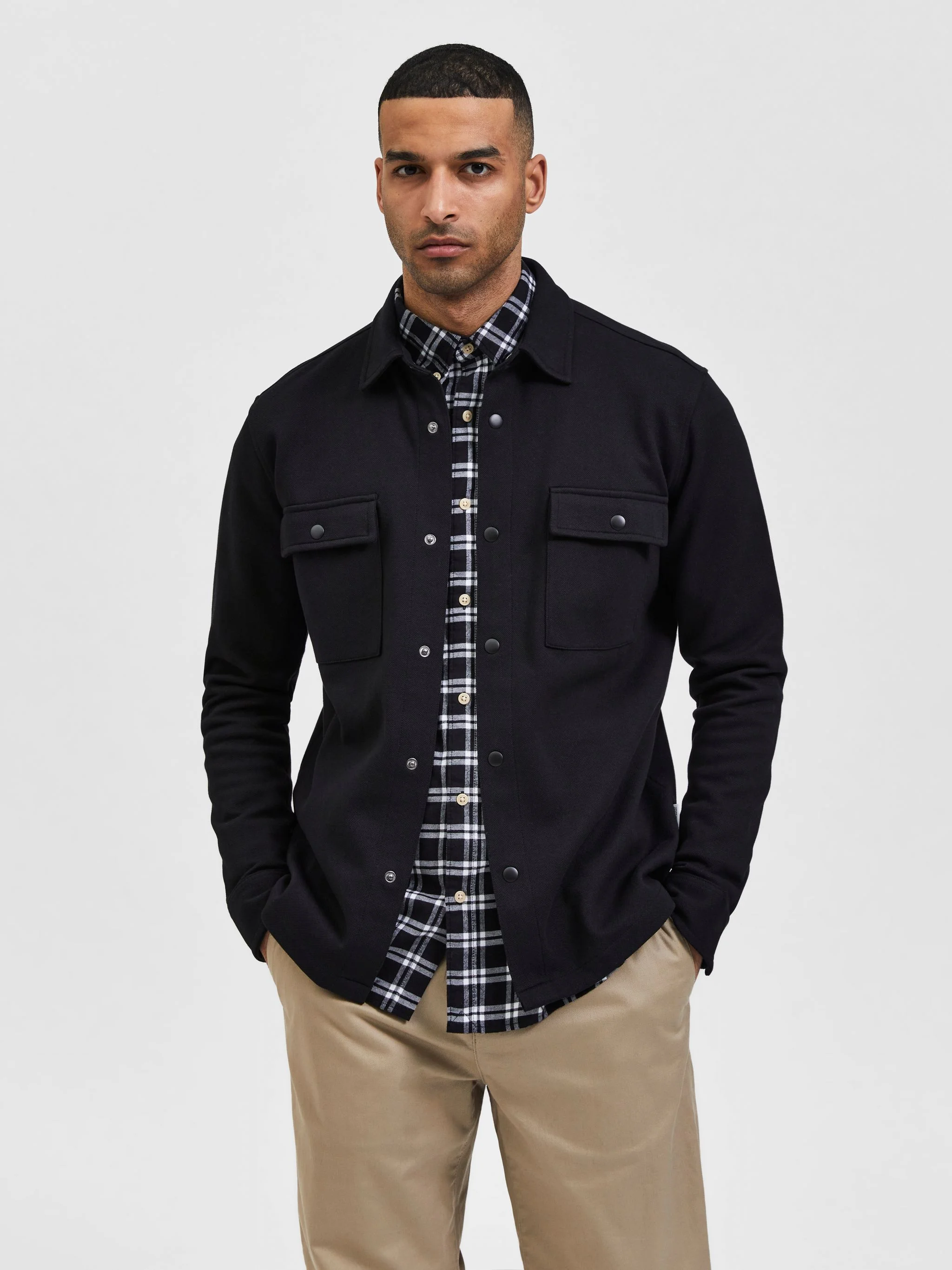 Selected Overshirt "Jackie", Regular Fit, Langarm, Kent-Kragen, FüR Herren, Schwarz, L
