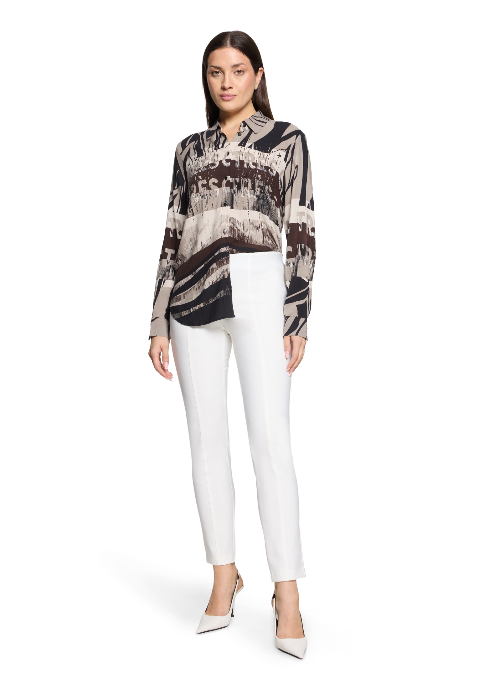 Betty Barclay 80091737_Bluse Lan, 7898 Beige/Black, 44, Beige, 44