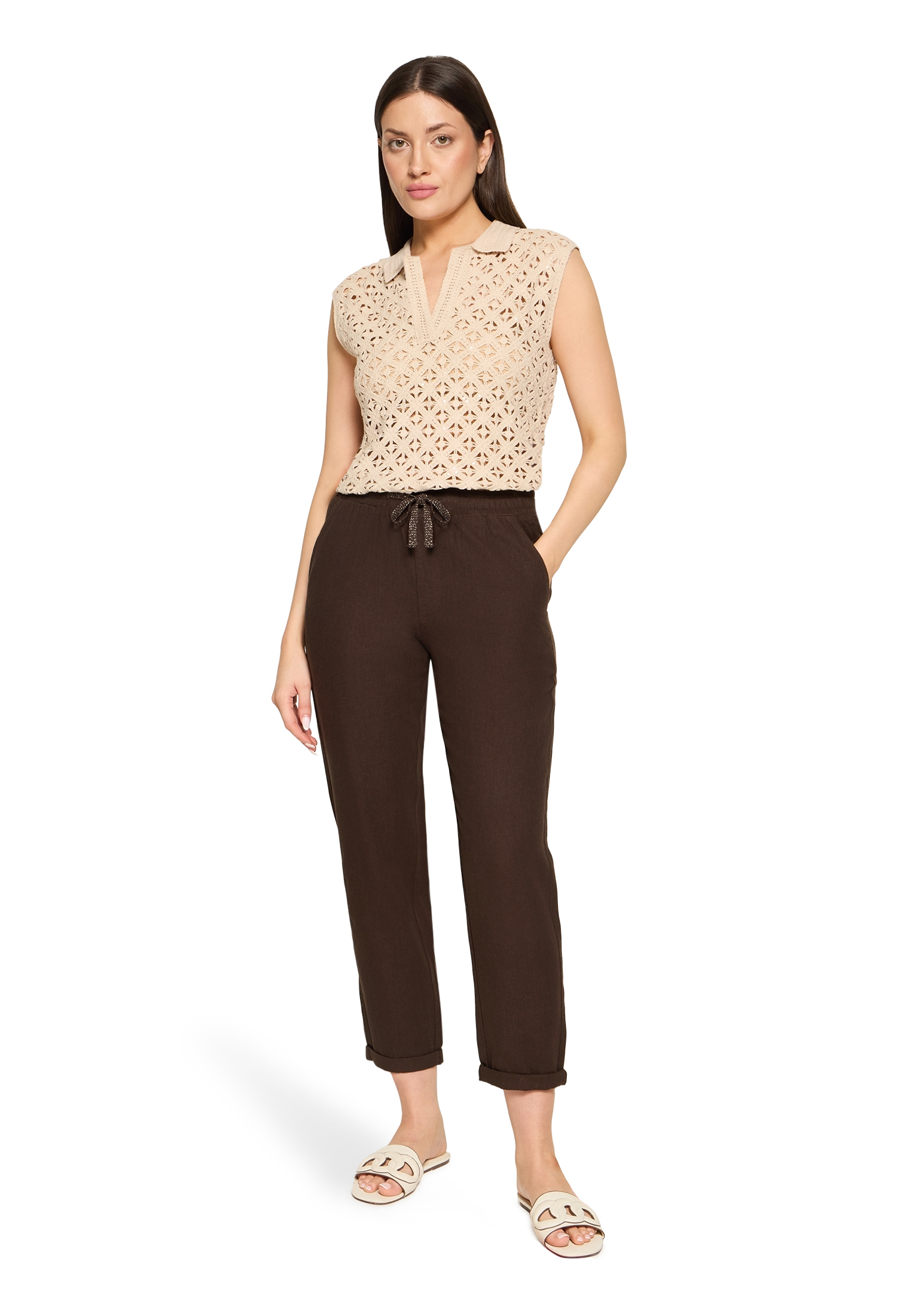 Cartoon Stoffhose, Leinenanteil, FüR Damen, Braun, 36