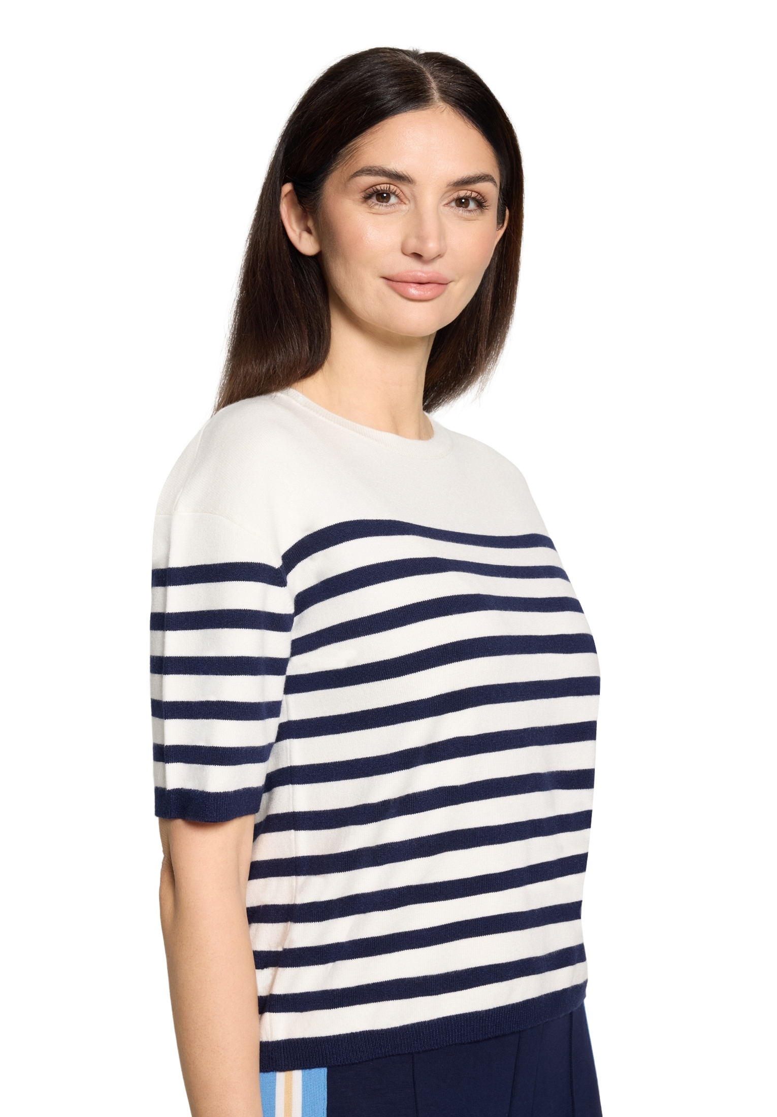 Cartoon Strickpullover Mit Rundhalsausschnitt, Weiß, 40