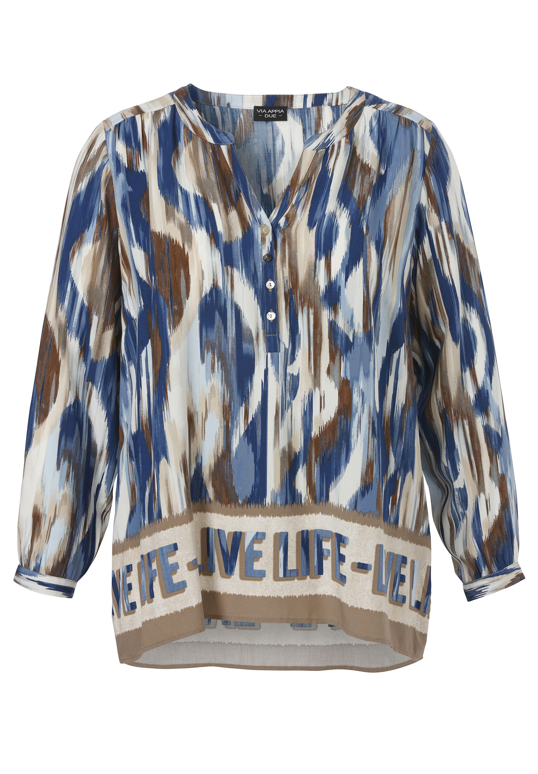 Via Appia -DUE- Bluse Mit Allover-Print In BlautöNen, Mehrfarbig, 48