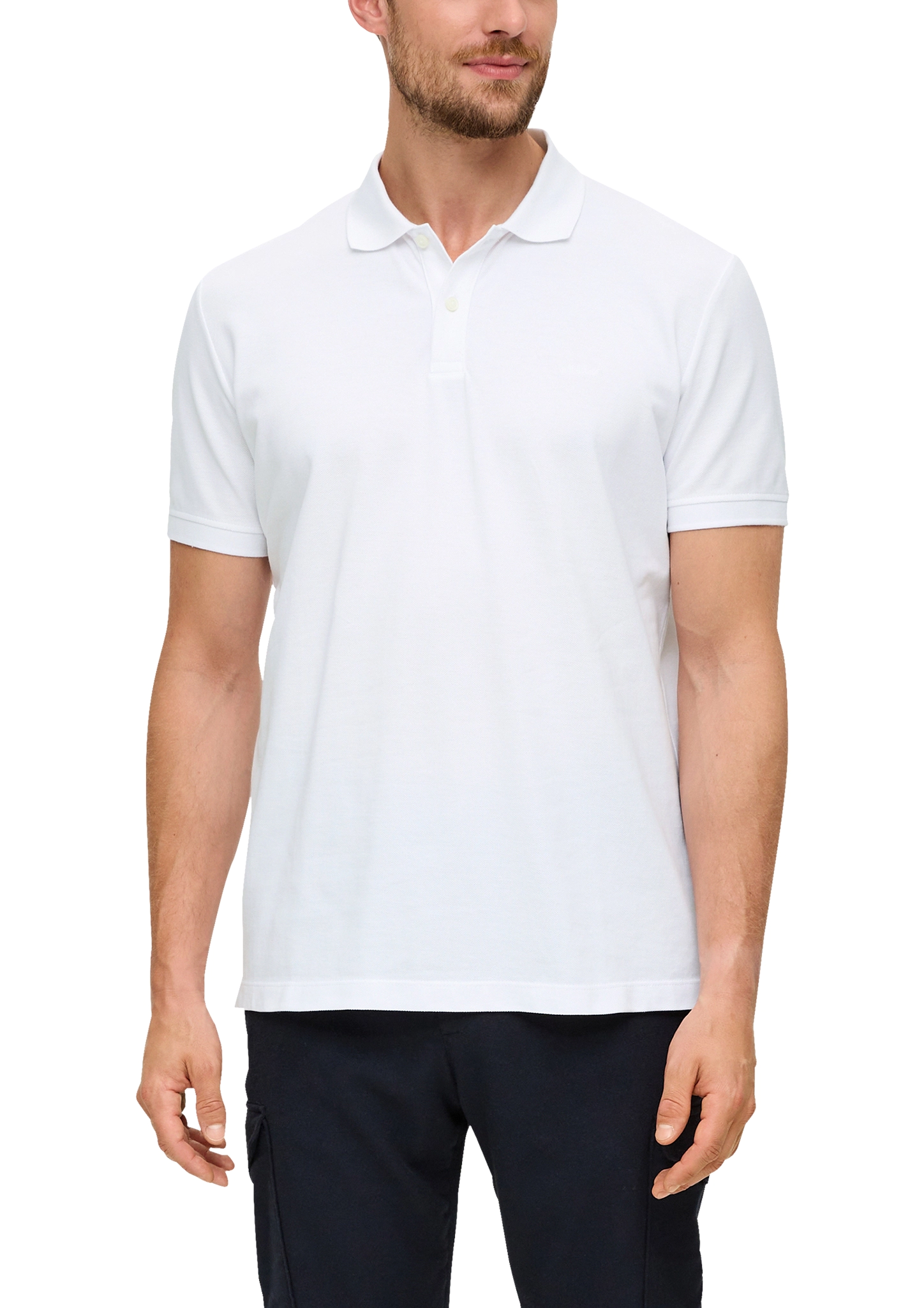 s.Oliver Poloshirt, 1/2 Arm,, Logo-Stickerei, FüR Herren, Weiß, M