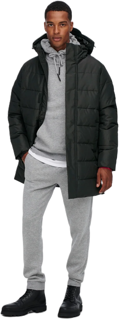 Only & Sons Steppjacke, Abnehmbare Kapuze, Stehkragen, FüR Herren, Schwarz, XXL