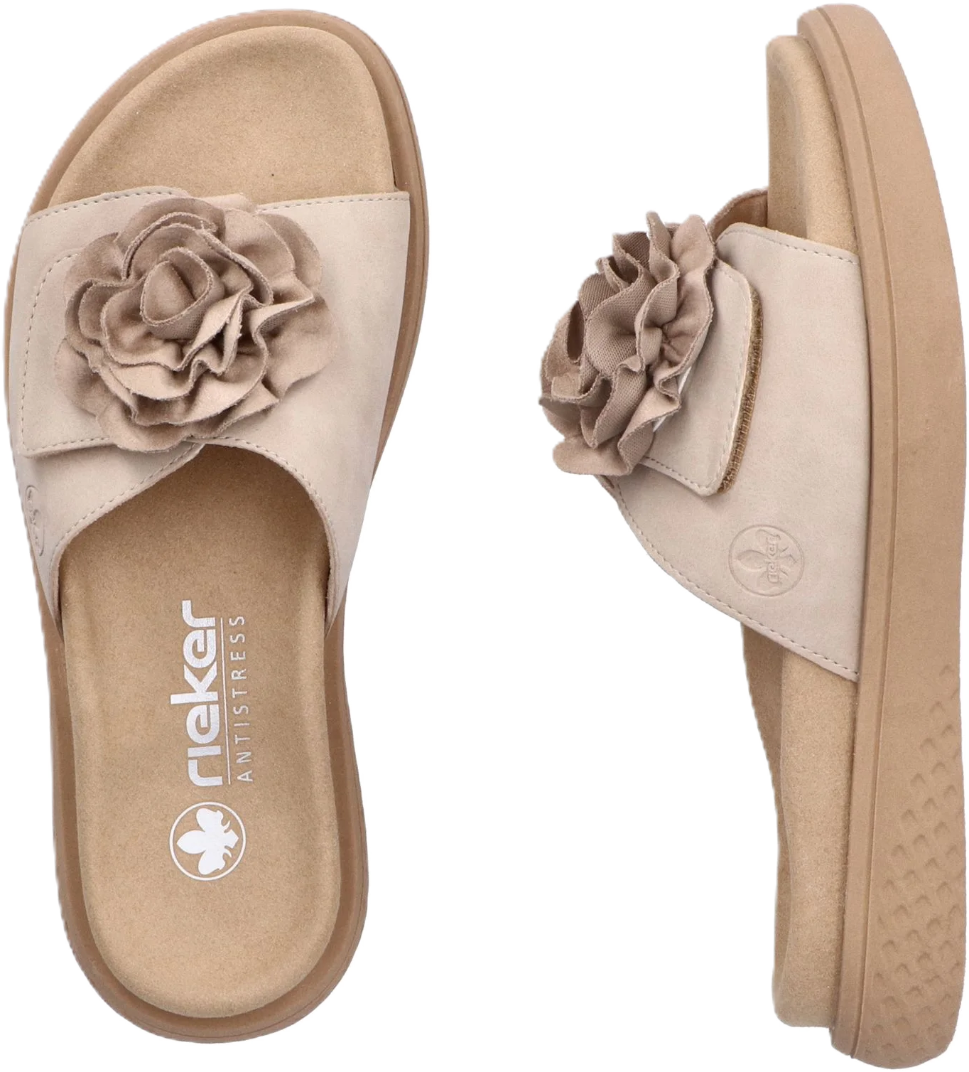 Rieker Pantoletten, Blumen-Applikation, FüR Damen, Beige, 40
