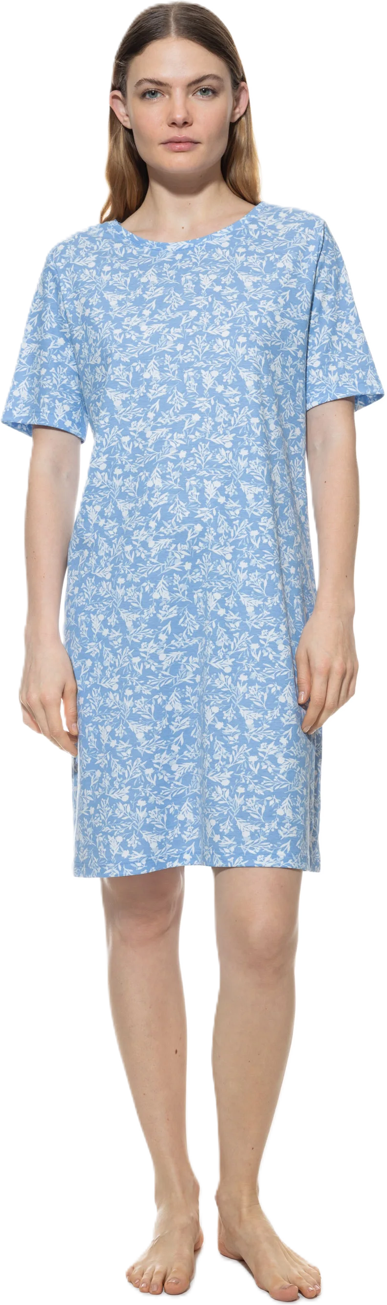 Mey Flower Meadow Sleepshirt, Rundhals, Kurzarm, FüR Damen, Blau, 42