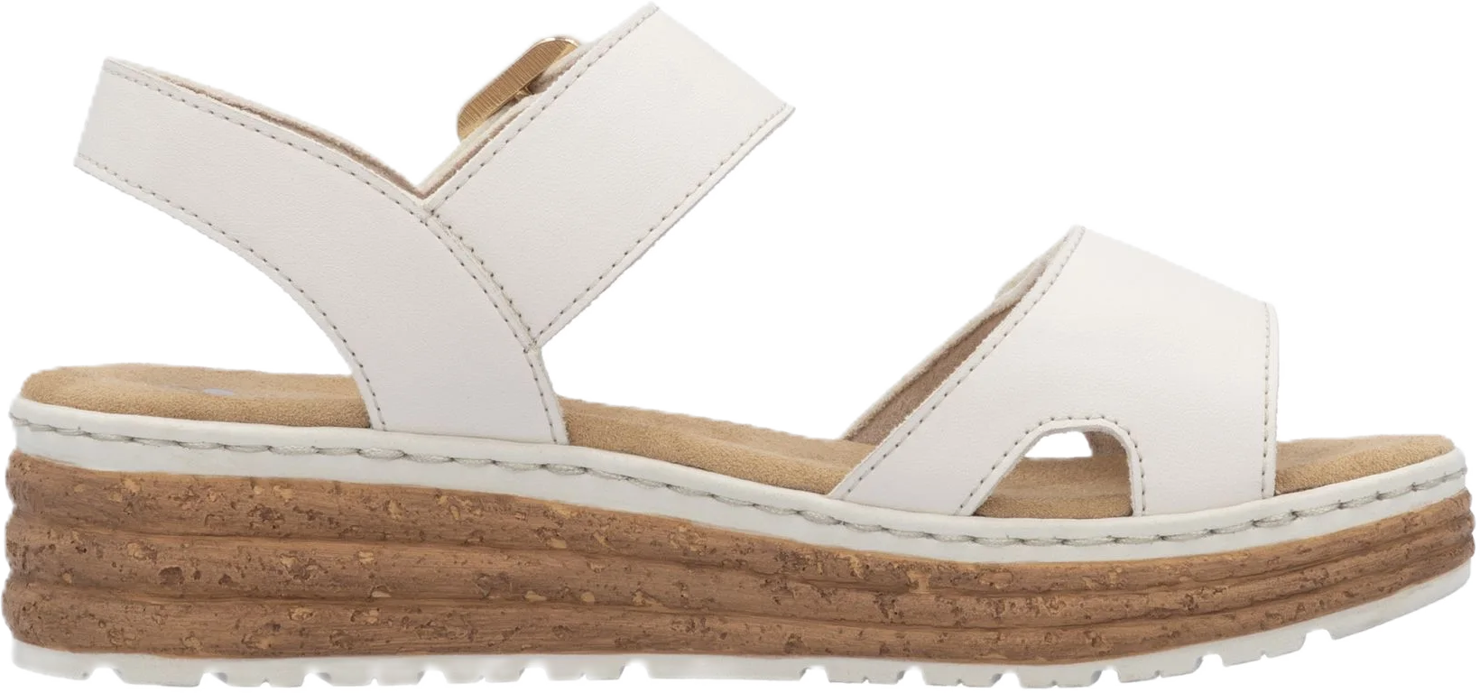 Rieker Sandaletten, Kunstleder, DornschließE, FüR Damen, Weiß, 38