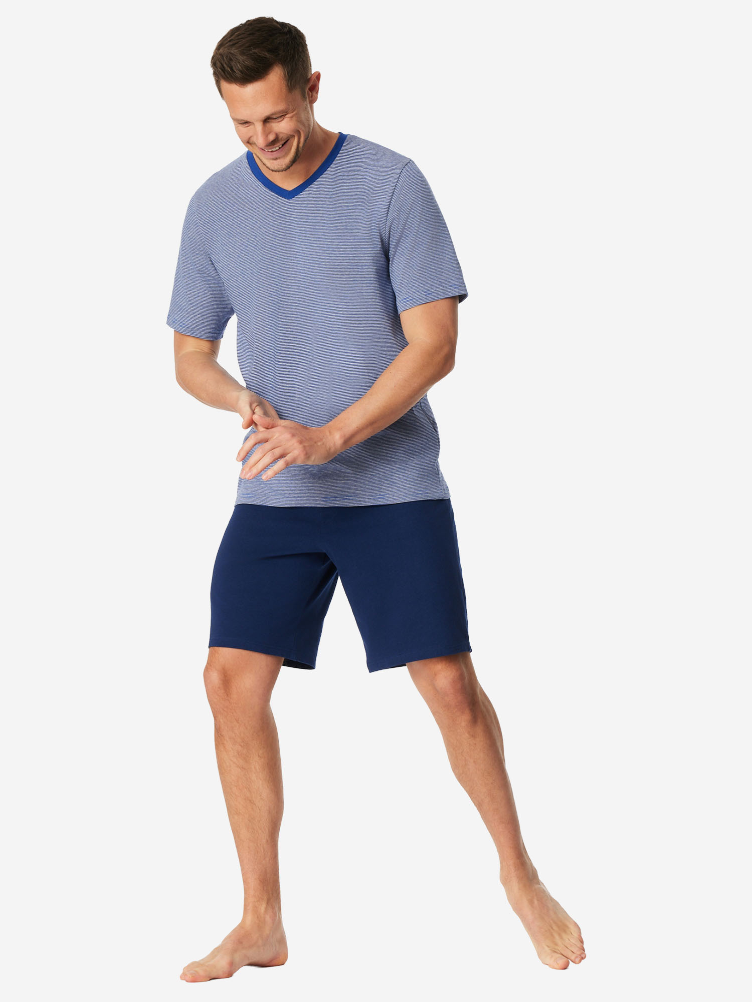 Schiesser Schlafanzug, Kurz, FüR Herren, Blau, 54