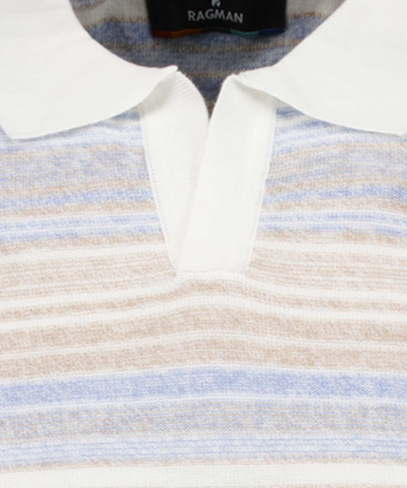 Ragman Strickpullover, Polokragen, FüR Herren, Blau|Beige, 3XL