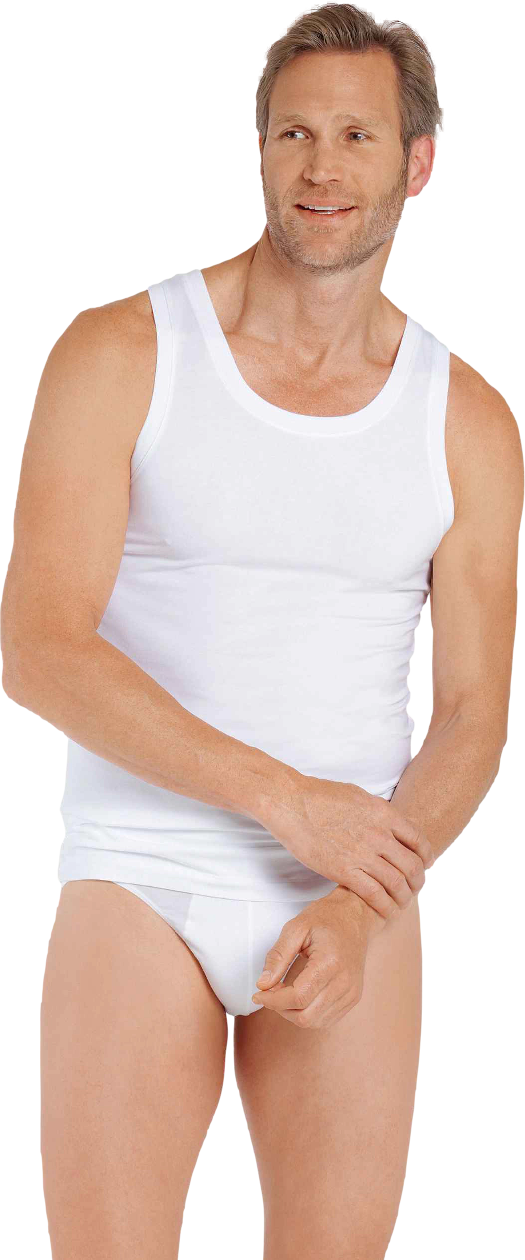 Schiesser Long Life Soft Tank Top, Rundhals-Ausschnitt, Uni, FüR Herren, Weiß, 5