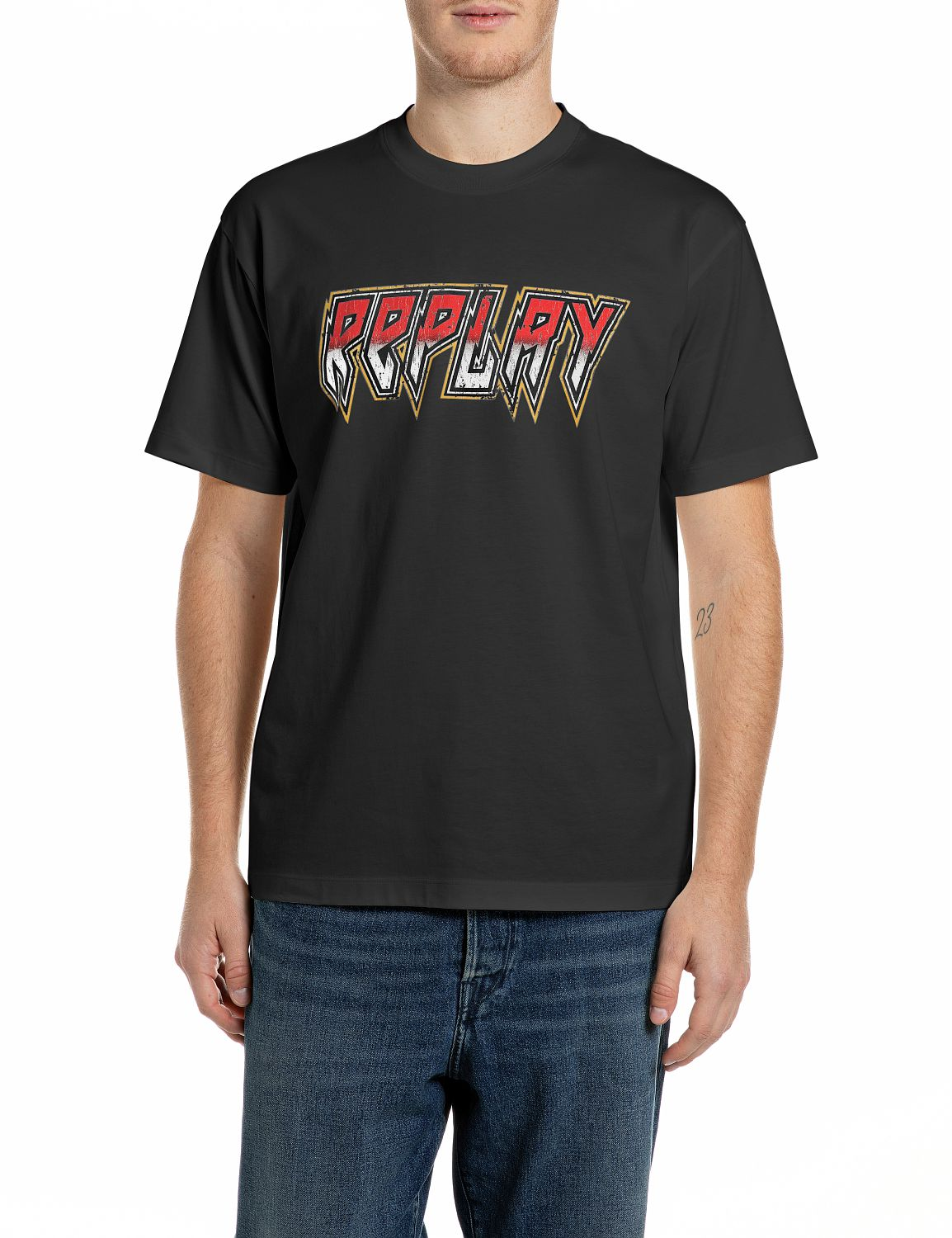 Replay T-Shirt, Baumwolle, FüR Herren, Schwarz, XXL