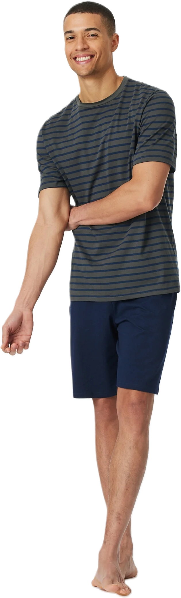 Schiesser Casual Essentials Shorty, Baumwolle, Gummibund, FüR Herren, Blau|Grau, 48