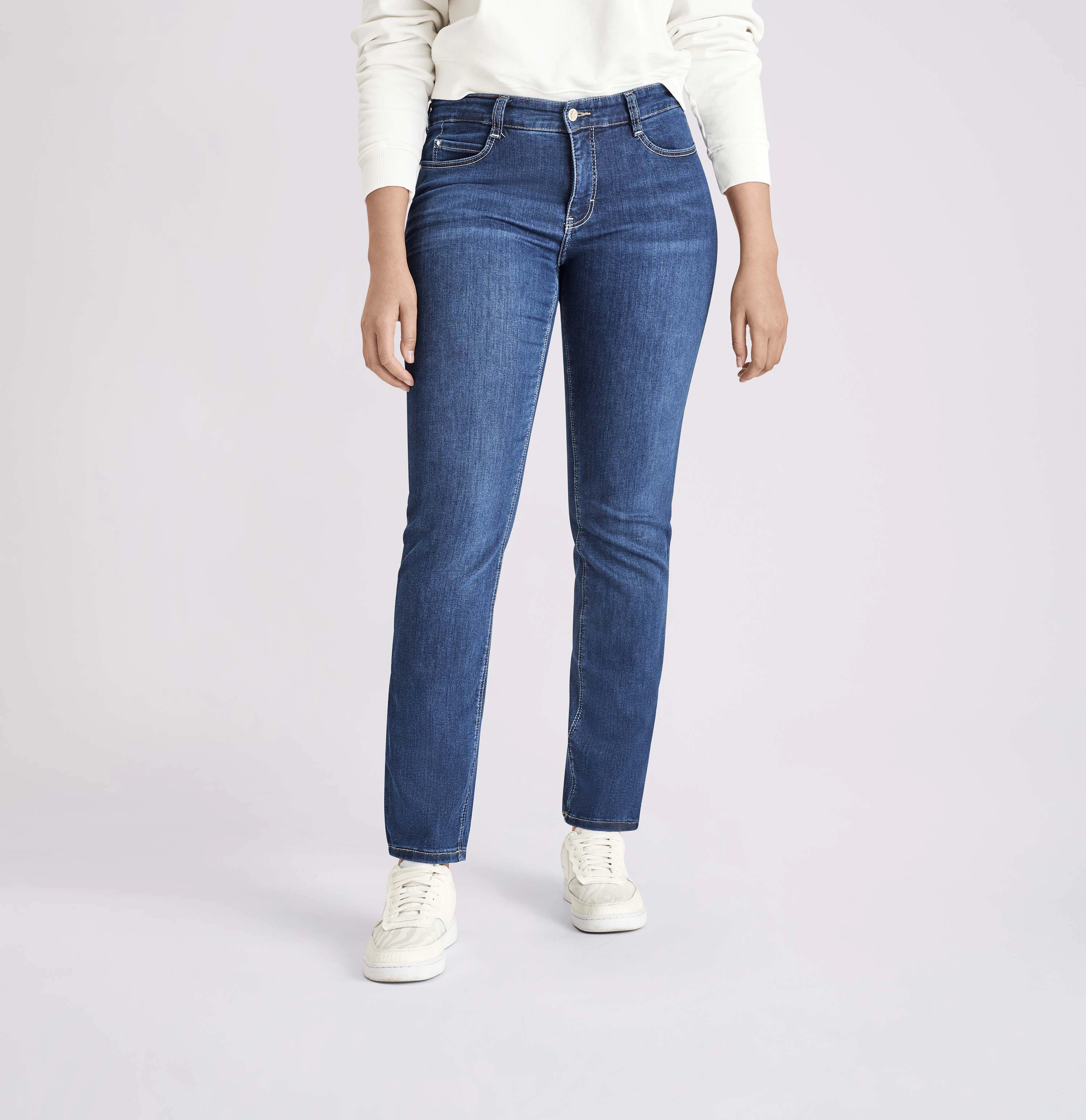 MAC Jeans "Dream", Slim Fit, KontrastnäHte, FüR Damen, Blau, 40/L30