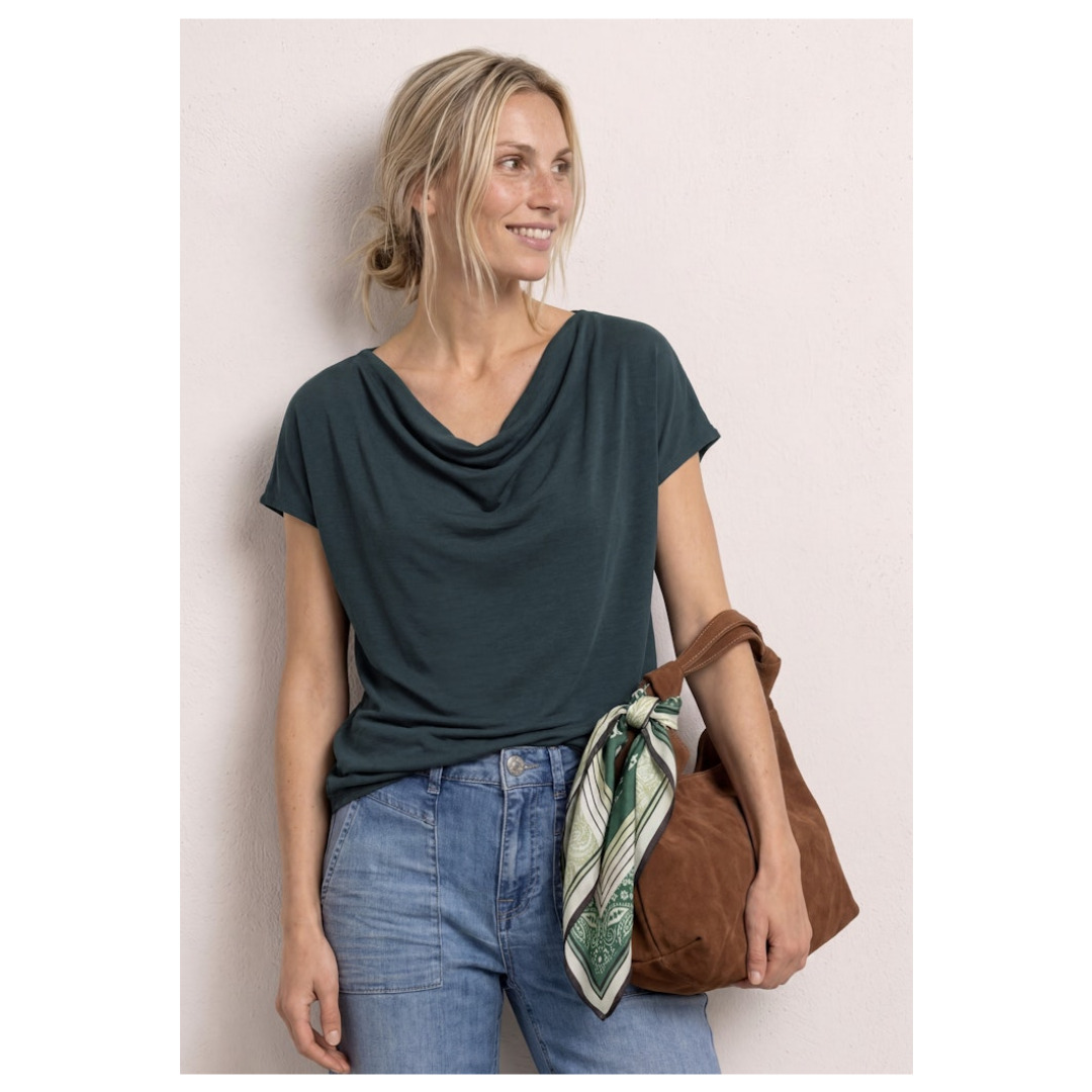 Street One T-Shirt, Wasserfall-Ausschnitt, FüR Damen, GrüN, 36