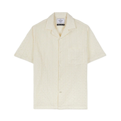 Image of Korte mouw overhemd gemaakt in Portugal Portuguese Flannel , White , Heren