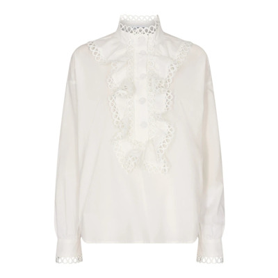 Image of Crèmekleurige shirt met kanten details Designers Remix , Beige , Dames