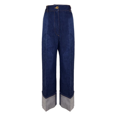 Image of Donkerblauwe Jeans met Omslag Patou , Blue , Heren