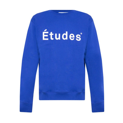 Image of Donkerblauwe Crewneck Sweatshirt met Logo Études , Blue , Heren