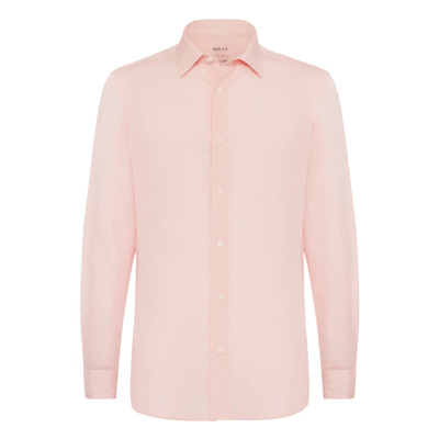 Image of Regular Fit Tencel Linnen Overhemd Boggi Milano , Pink , Heren