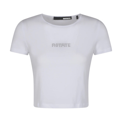 Image of Witte Cropped Logo T-Shirt Rotate Birger Christensen , White , Dames