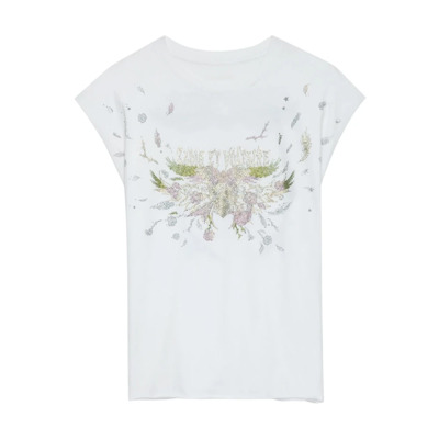 Image of Concert Strass Mouwloos T-shirt Wit/Marine Zadig & Voltaire , White , Dames