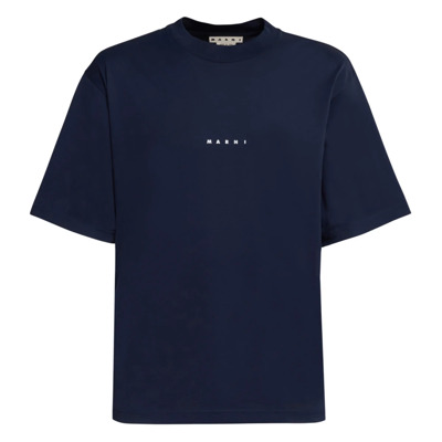 Image of Biologisch katoenen T-shirt met ronde hals Marni , Blue , Heren