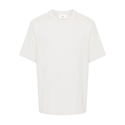 Image of Biologisch Katoenen Wit T-shirt met Ingedrukt Logo Ami Paris , White , Heren