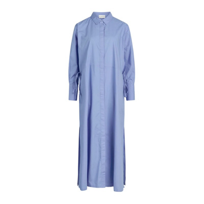 Image of Fairtrade Cotton Shirt Dresses Blanche , Blue , Dames